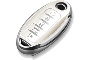 Tukellen Compatible with Nissan Key Fob Cover Soft TPU Key Case for Infiniti X-Trail Rogue Altima Quest Pathfinder Sentra Patrol CIMA Fuga Armada Teana Murano 5 Buttons Key Shell-White