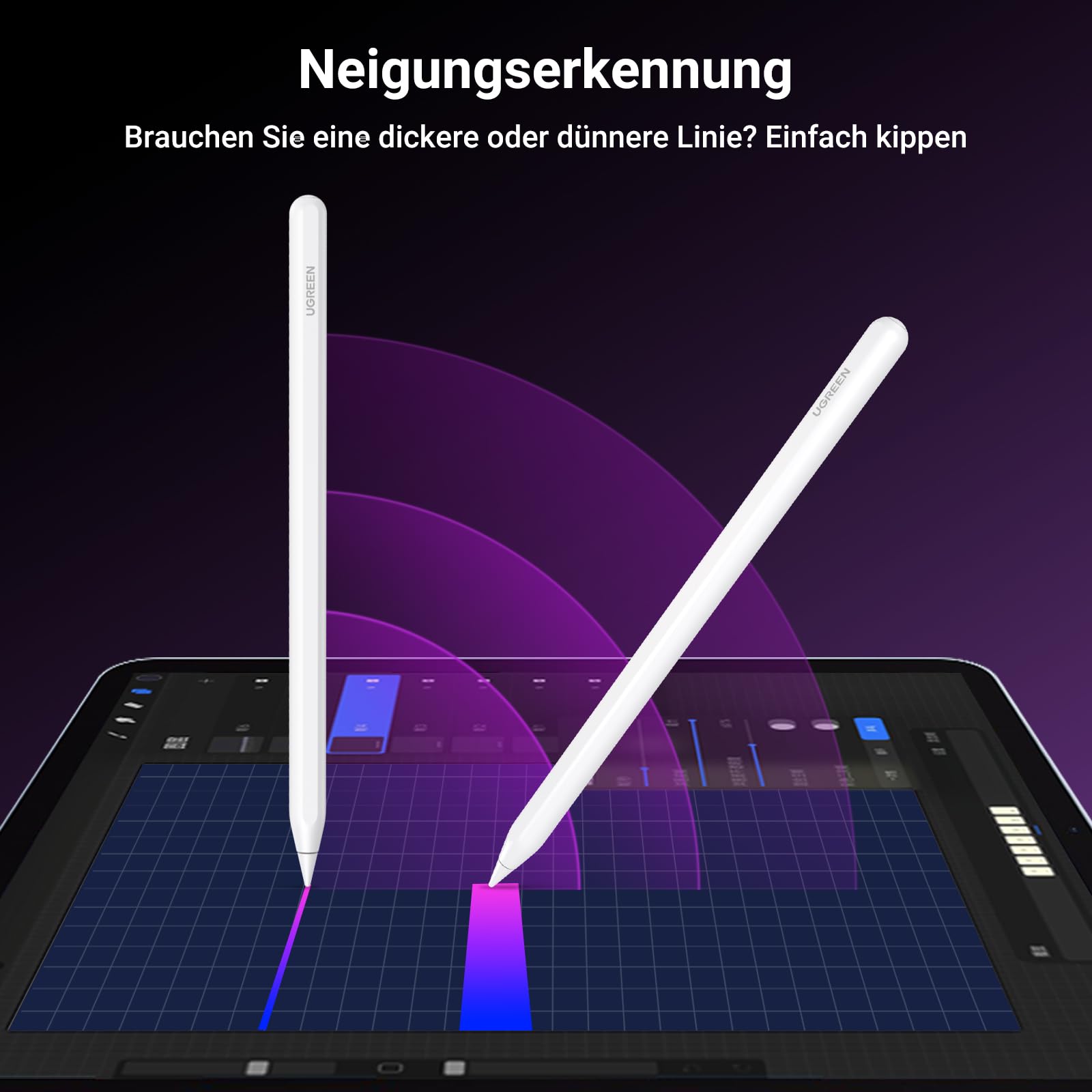 UGREEN Stift für iPad 2. Generation magnetisch kabellosladen Schnellladeleistung Neigungssensitivität Palm Rejection Stylus Pencil für iPad Pro 11" 4/3/2/1, 12,9" 6/5/4/3, iPad Air 4/5, iPad mini 6 2