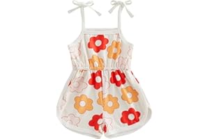 WZTYYDS Toddler Baby Girl Summer Clothes Floral Romper Tie-Up Strap Halter Jumpsuit Infant Summer Sling Playsuit 6M-3T