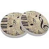 Piano Music Coasters for Drinks Vintage Art Retro Grunge Background Absorbent Ceramic Drink Coaster for Coffee Wooden Table Home Decor Set of 2
