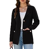 KateModa Women's Sweater Blazers Bussiness Casual Jacket Long Sleeve Cardigan Button Front Lapel Suit with Pockets