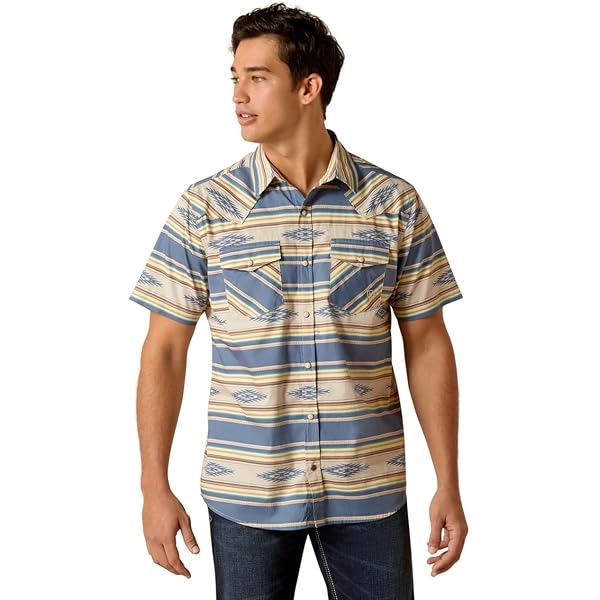 Manga Corta Ariat Camisa Handro Retro Fit Para Hombre, Arabesque