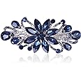 Sankuwen Flower Luxury Jewelry Design Hairpin Rhinestone Hair Barrette Clip,Also Perfect Mother's Day Gifts for Mom(Dark Blue)
