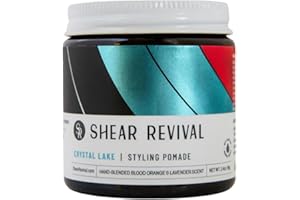 Shear Revival Crystal Lake Styling Cream Pomade for Men & Women - Medium Hold, Natural Finish for All Hair Types, 99% All Natural Ingredients, Blood Orange & Lavender Scent, Travel Friendly 3.4oz