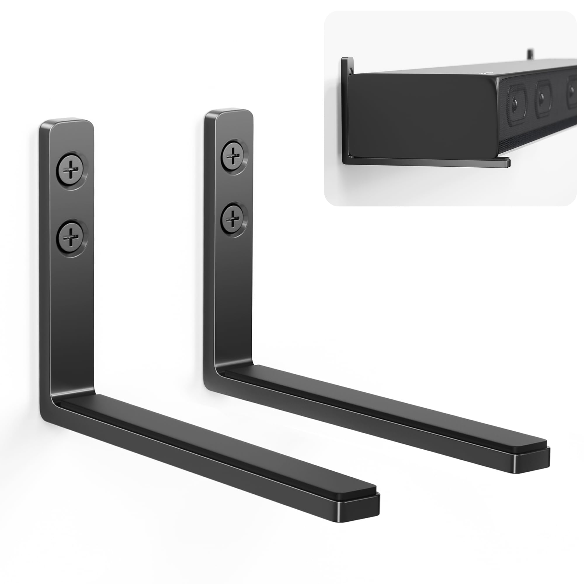 Soundbar Mounts Under TV for Bose, Sony, Saiyin, VIZIO, LG, Samsung, Roku - Dolby Atmos Compatible Soundbar Wall Mount Bracket, Sound Bar Shelf, Soundbar Stand Under TV Up to 20LB