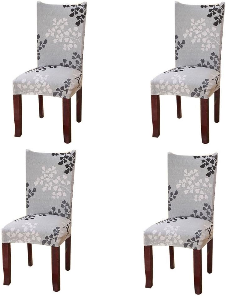 SoulFeel 4 x Soft Spandex Fit Stretch Short Dining Room Chair Covers with Printed Pattern, Banquet Chair Seat Protector Slipcover for Home Party Hotel Wedding Ceremony (Style 24)
