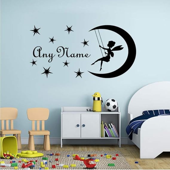 mmwin Fairy On Moon and Stars Calcomanías De Pared para Niñas Niños