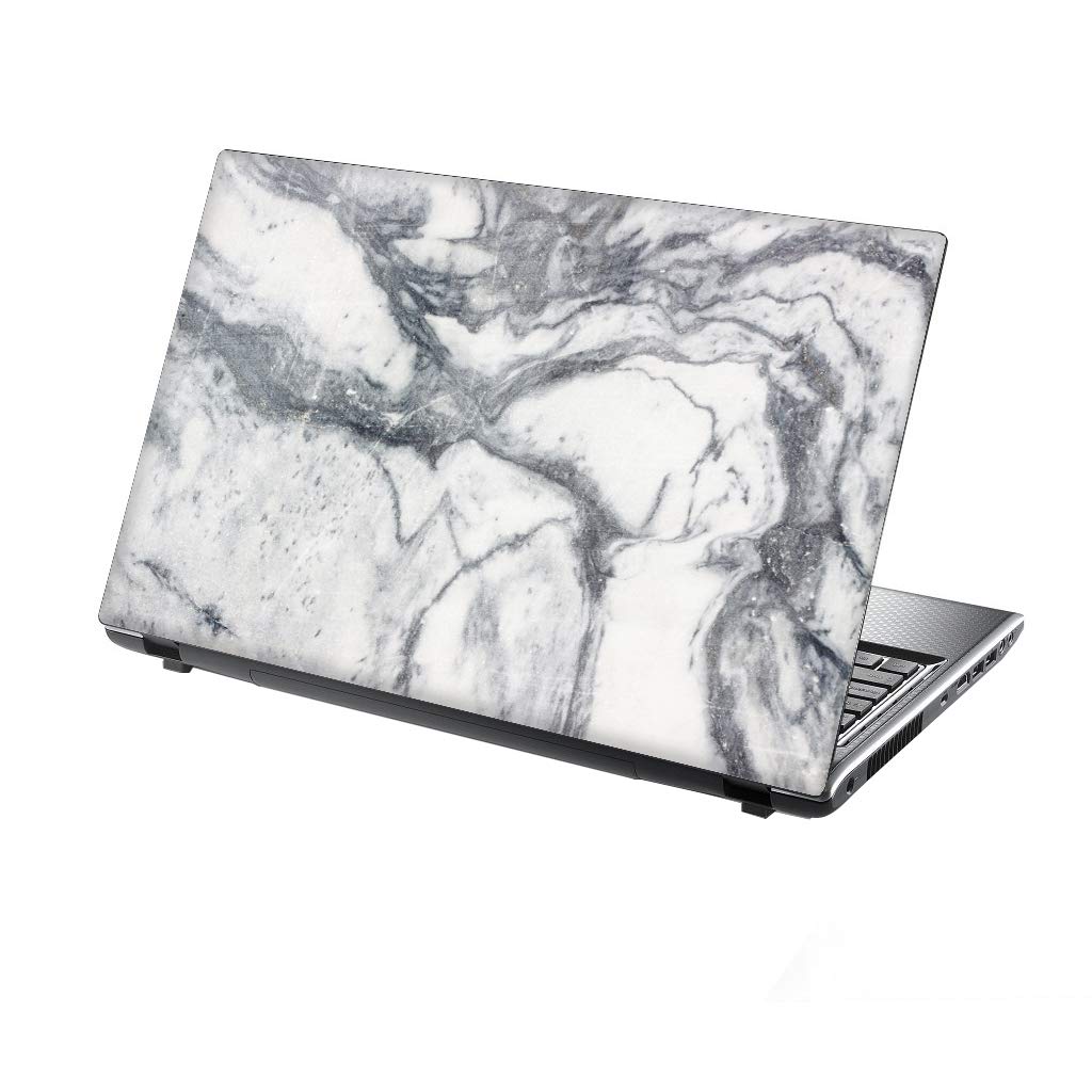 TaylorHe 13-14 inch Laptop Skin Vinyl Decal with Colorful Patterns and Leather Effect Laminate MADE IN England White Marble Texture