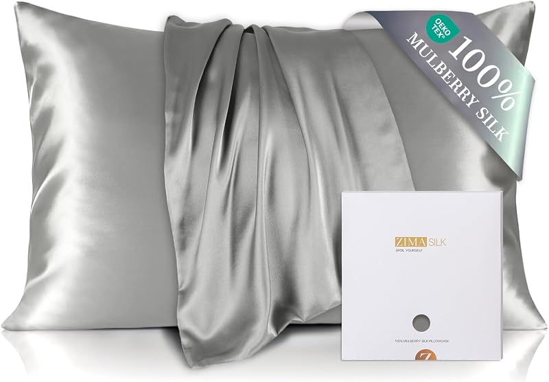 ZIMASILK 100% Mulberry Silk Pillowcase 600TC 6A Dark Grey 50x75 cm