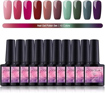 Kit 10pc Vernis Semi Permanent Set Vernis à Ongles Gel Soak Off Gel Couleurs Nail Art En Gel Couleurs Gel Uvled 8ml Saint Acior