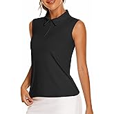 COOrun Golf Polo Shirts for Women Sleeveless Sports Shirts Zipper Up Athletic Tank Tops with Collar Quick Dry