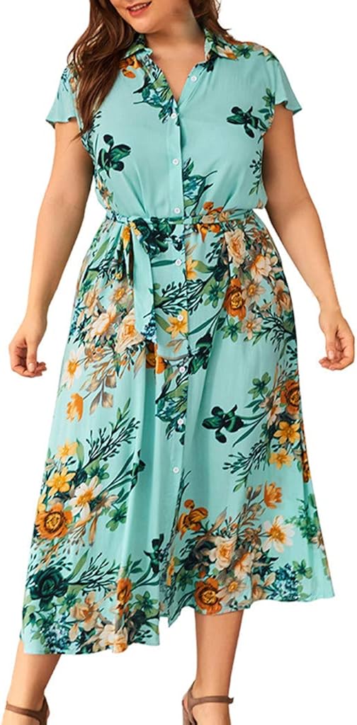 2019 New!Summer Plus Size Dresses,Women Casual Floral Pattern Off Shoulder Bandage Irregular Slit Maxi Dress
