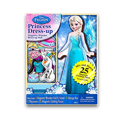 Disney Frozen Elsa and Anna Collection -- Set of Two 25-Piece Wooden Magnetic Doll Dress-Up Kits (Elsa & Anna Combo)
