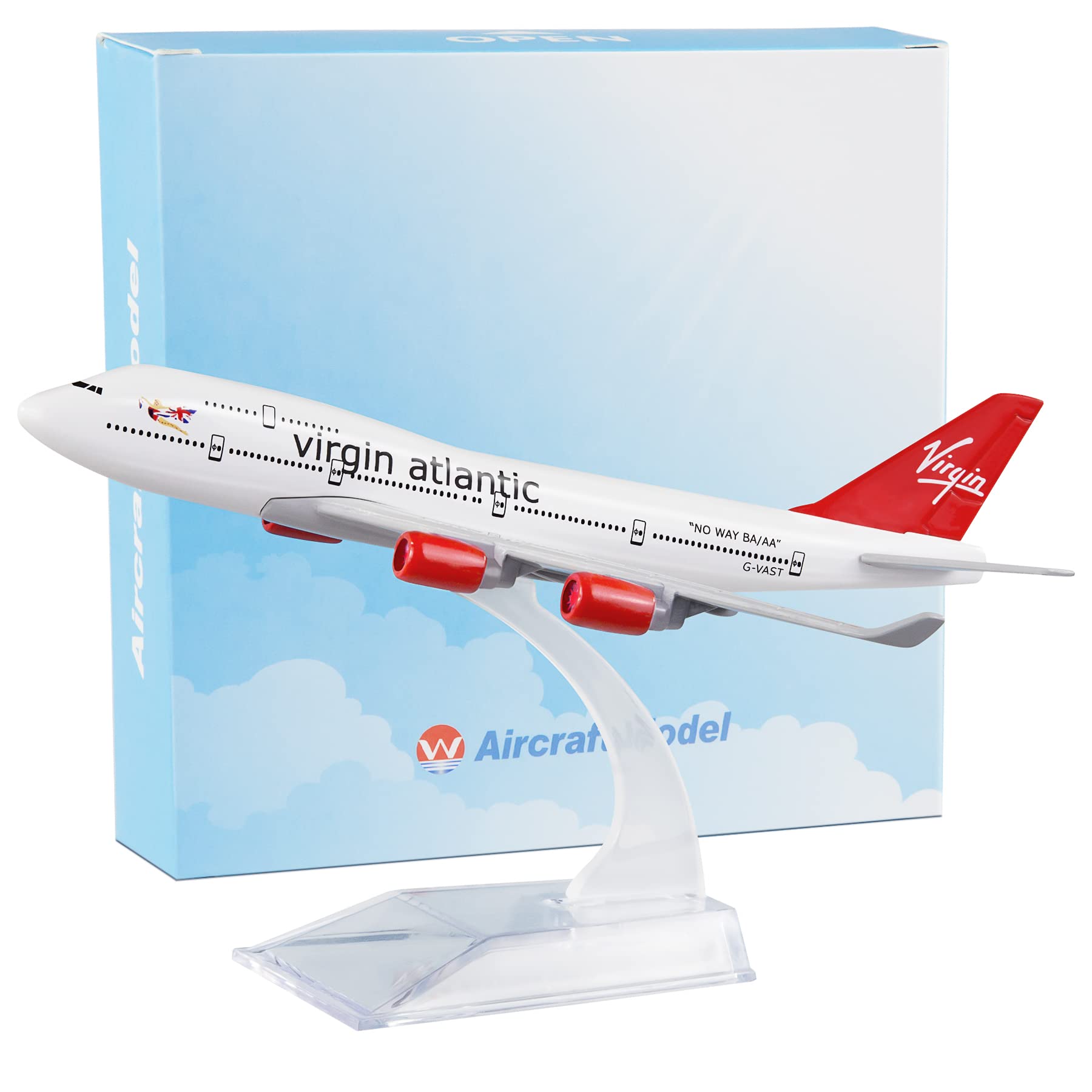 Busyflies Diecast Planes - 16cm Compatible With Virgin Atlantic 747 Model 1:400 Alloy Plane for Collection