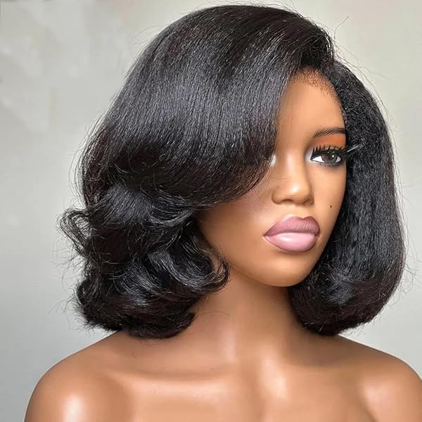 Amazon.com : 4C Kinky Edges Human Hair Short Bob Yaki Lace