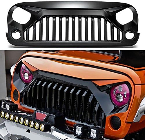 Gosweet Newest Version Angry Bird Monster Matte Black Falcon Eagle Eye Fury PP Front Hood Grill Grille for Jeep Wrangler Gladiator Rubicon Sahara Sport JK JKU 2007-2017 Grille