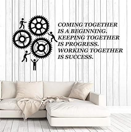 Stickers Muraux Arbre Hibou Vinyle Sticker Citation Teamwork Bureau Motivation Engrenages Stickers Muraux Grand Decor Amazon Fr Bricolage