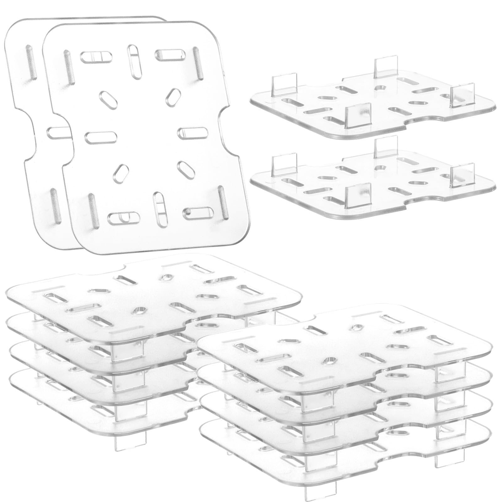 Photo 1 of 12 PCS Plastic Drain Shelf for 1/6 Size Food Pan, Clear Plastic Food Drain Trays, Acrylic Grates with Raised Feet for Food, Fruits, Vegetables, Sinks