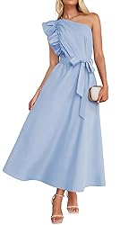 ZESICA Women's 2025 Summer One Shoulder Ruffle