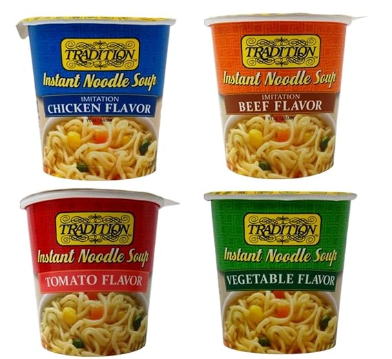 Tradition Instant Noodle Soup Cups 4 Flavor Sampler Bundle
