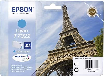 Epson T7022 Eiffel Cyan XL High Yield Ink Cartridge DuraBrite Ultra