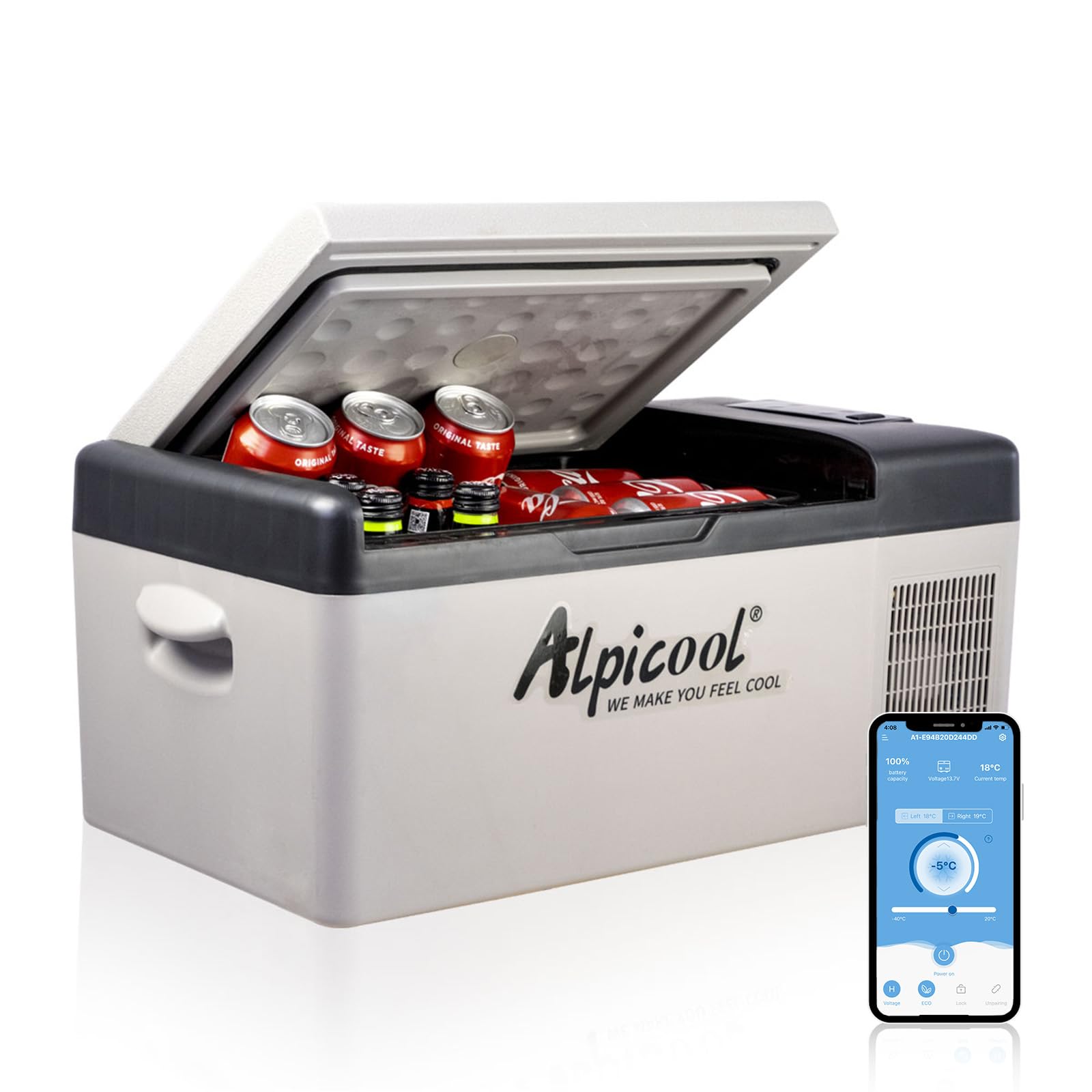 Alpicool C15 15L Compressor Car Fridge Freezer, DC 12v Camping Refrigerator, Portable Mini Cool Box for TruckCampervanRVBoat, -20℃ to 20℃