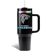 NFL 40oz Iridescent Tumbler - Double-Wall Vacuum Insulated Stainless Steel Water Bottle - Team Spirit Travel Cup with Handle, Lid and Straw, Hot and Cold Drink Container