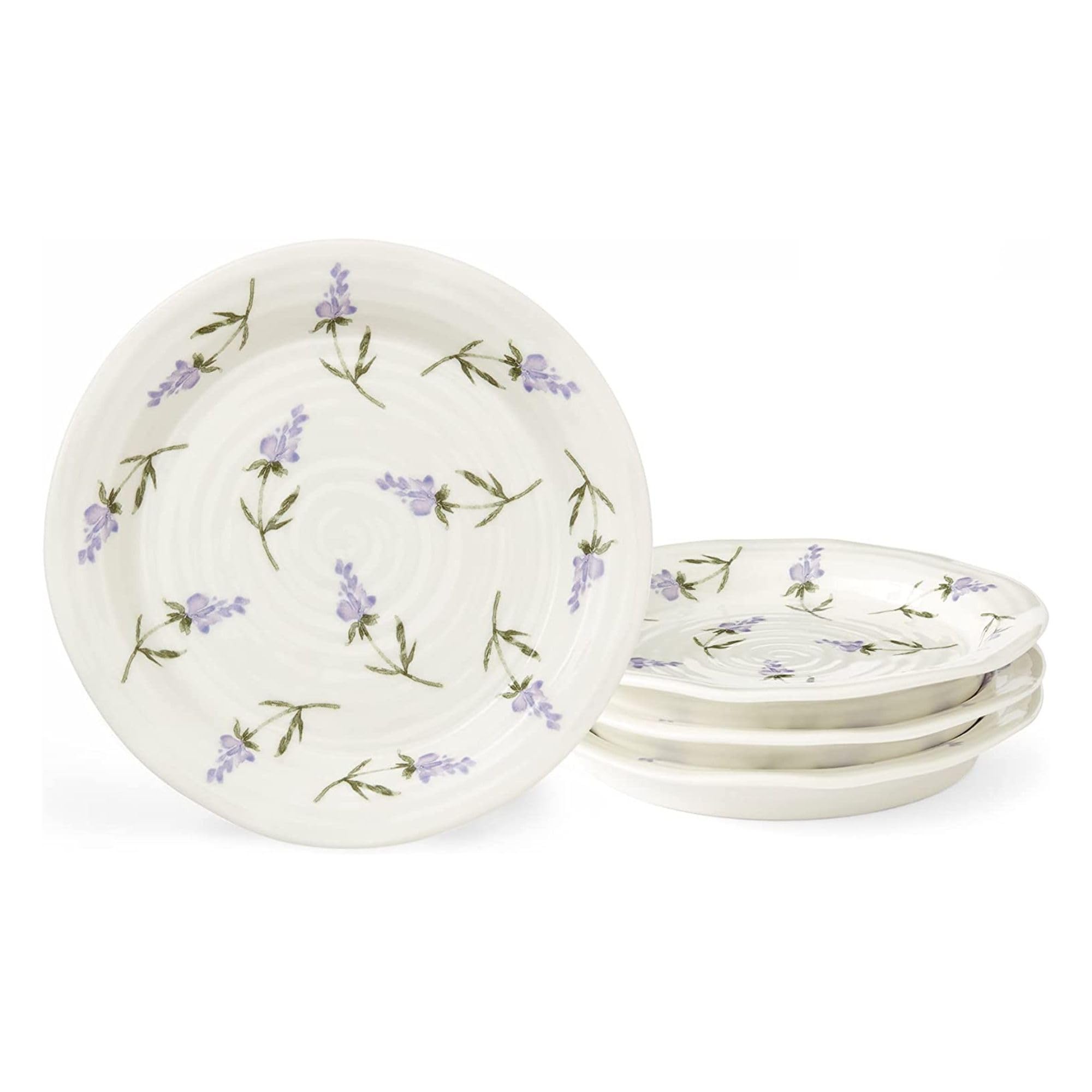 Portmeirion Sophie Conran Lavandula Side Plate Set of 4, Porcelain Dessert, Appetizer, Small Dinner and Salad Plate, Microwave and Dishwasher Safe Dinnerware, 6-Inch Diameter
