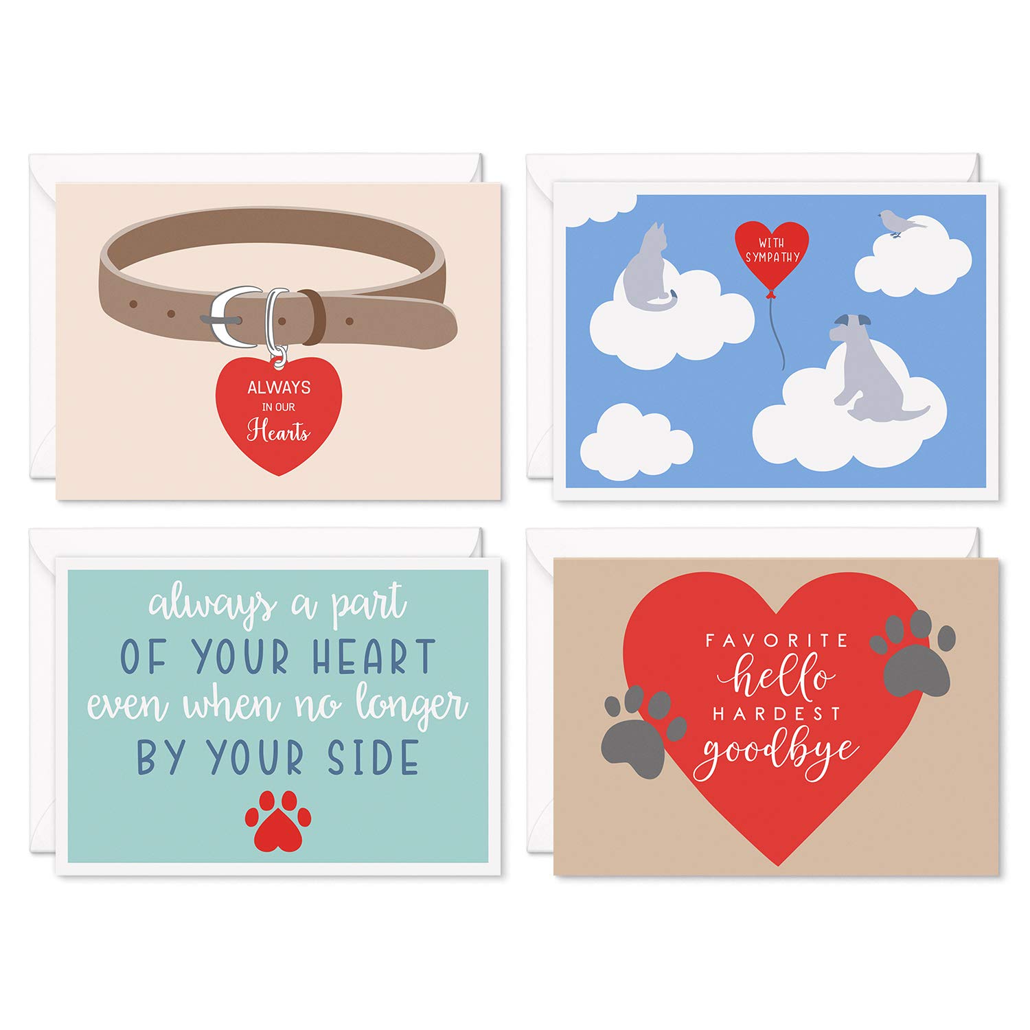 SWEETZER & ORANGE Loss of Pet Sympathy Cards for Dogs, Cats, and All Pets. Set of 8 Note Sheets and Mailers. Thick Greeting Pages and Envelopes, Bereavement Slips, Dog Memorial Card, and Grief Papers