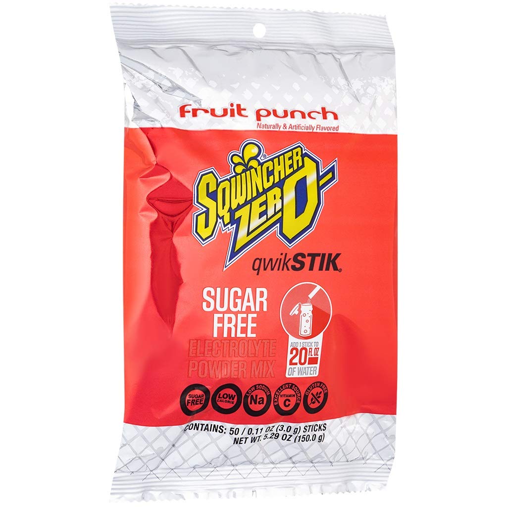 Sqwincher Zero Qwik Stik Sugar Free, Fruit Punch, .11 oz (Pack of 50): Industrial & Scientific