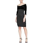 Alex Evenings Womens Short Off The Shoulder Velvet Dress (Petite and Regular)