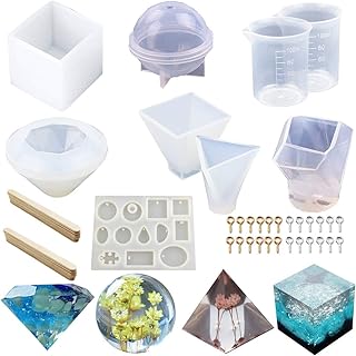 YAOYIN Epoxidharz Formen Set, 7 Pack Silikonform Gießform Resin Formen DIY Harz Casting Formen sphärische, kubische, Pyramide, Diamant, dreieckige Pyramide, Stein Form Schimmel, Schmuck Formen Machen