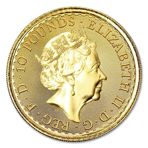 2023 Set of (2) 1/10 oz British Gold Britannia (Queen Elizabeth II & King Charles III) Coins Brilliant Uncirculated with Certificates of Authenticity 24K 10£ BU
