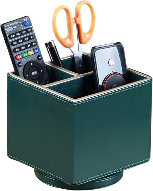 Amazon Com Leather Remote Control Holder 360 Degree Rotatable Nightstand Tv Remote Caddy Bedside Table Storage Box Desk Organizer For Pen Mobile Phone Dvd Blu Ray Heater Controllers Media Accessories Home Kitchen