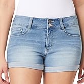 WallFlower Women's Ultra Denim Shorts Mid-Rise Insta Soft Juniors (Standard and Plus), Sizes 0-24