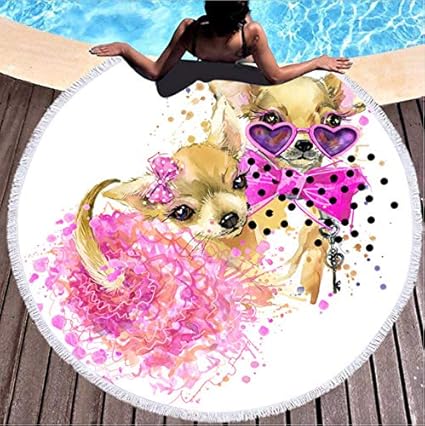 Jxjc Dessin Animé Animaux Fox Bohème Rond Plage Serviettes