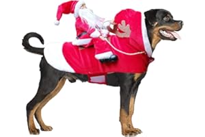 BWOGUE Santa Dog Costume Christmas Pet Clothes Santa Claus Riding Pet Cosplay Costumes Party Dressing up Dogs Cats Outfit for Small Medium Large Dogs Cats