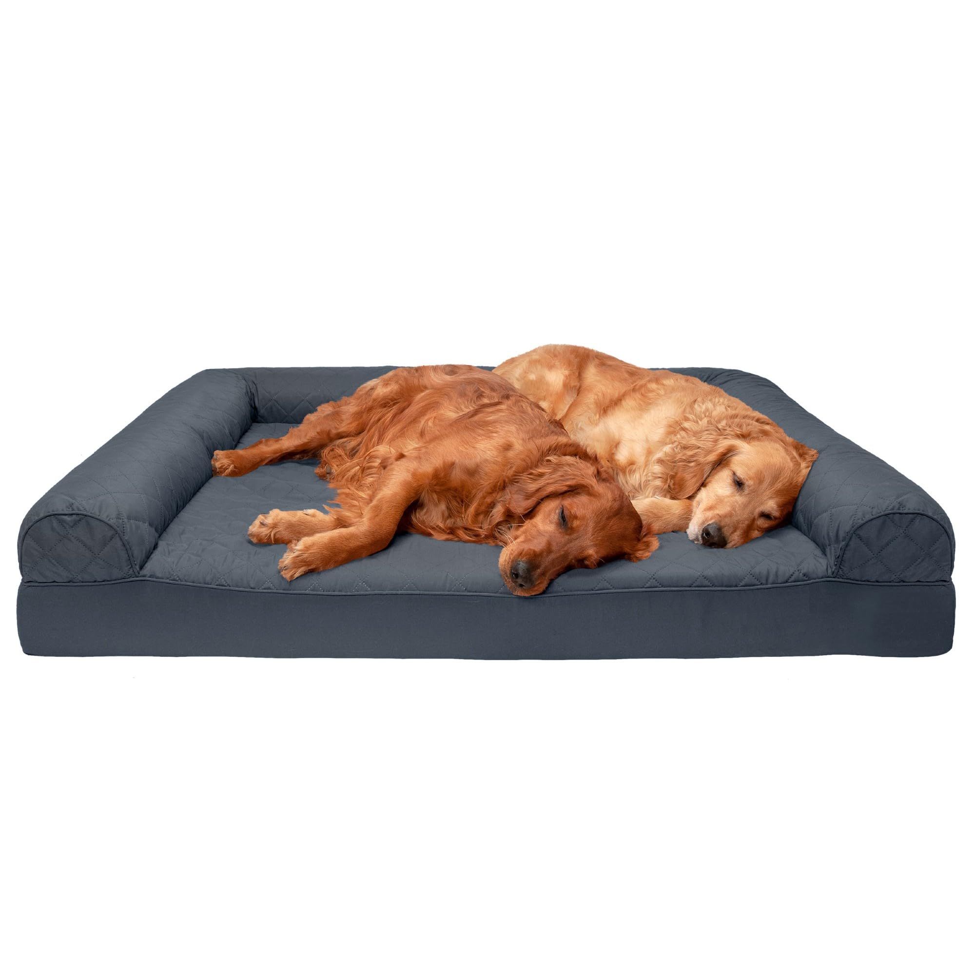Photo 1 of Furhaven Orthopedic Dog Bed for Large Dogs w/ Removable Bolsters & Washable Cover, For Dogs Up to 125 lbs - Quilted Sofa - Iron Gray, Jumbo Plus/XXL