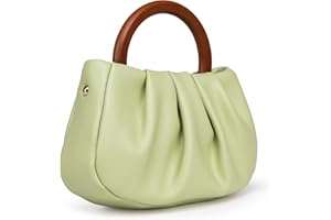 Milan Chiva Clutch Purses for Women Small Handbags Dumpling Mini Cloud Bag with Wooden Handle