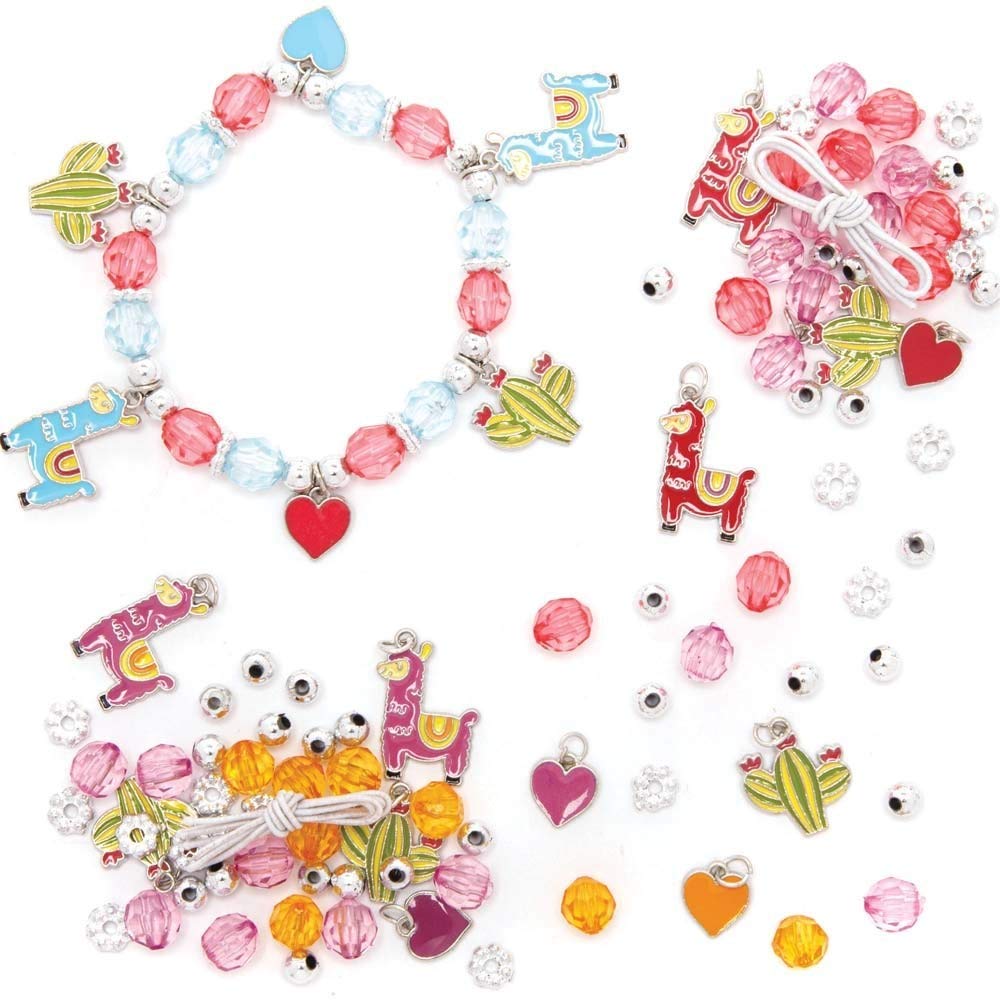Baker Ross AX723 Llama Charm Bracelet Kits - Pack of 3, Perfect for Childrens Jewellery Crafts, Party Bags and Gifts, Ideal Kids Accessory