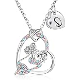 18K Gold Plated Mermaid Necklace - AAA+ Cubic Zirconia Little Mermaid Jewelry for Girls Trendy Kids Mermaid Herat Pendant With Name Birthday Gifts for Girls