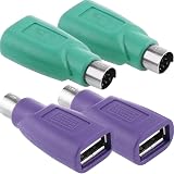 Xiatiaosann PS/2 to USB A Adapter Female to Male Keyboard Mouse Converter 4 Pack