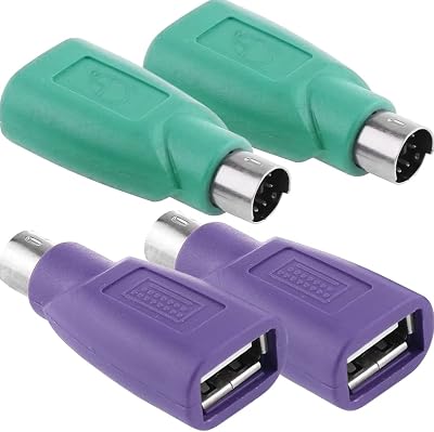 Xiatiaosann PS/2 to USB A Adapter Female to Male Keyboard Mouse Converter 4 Pack