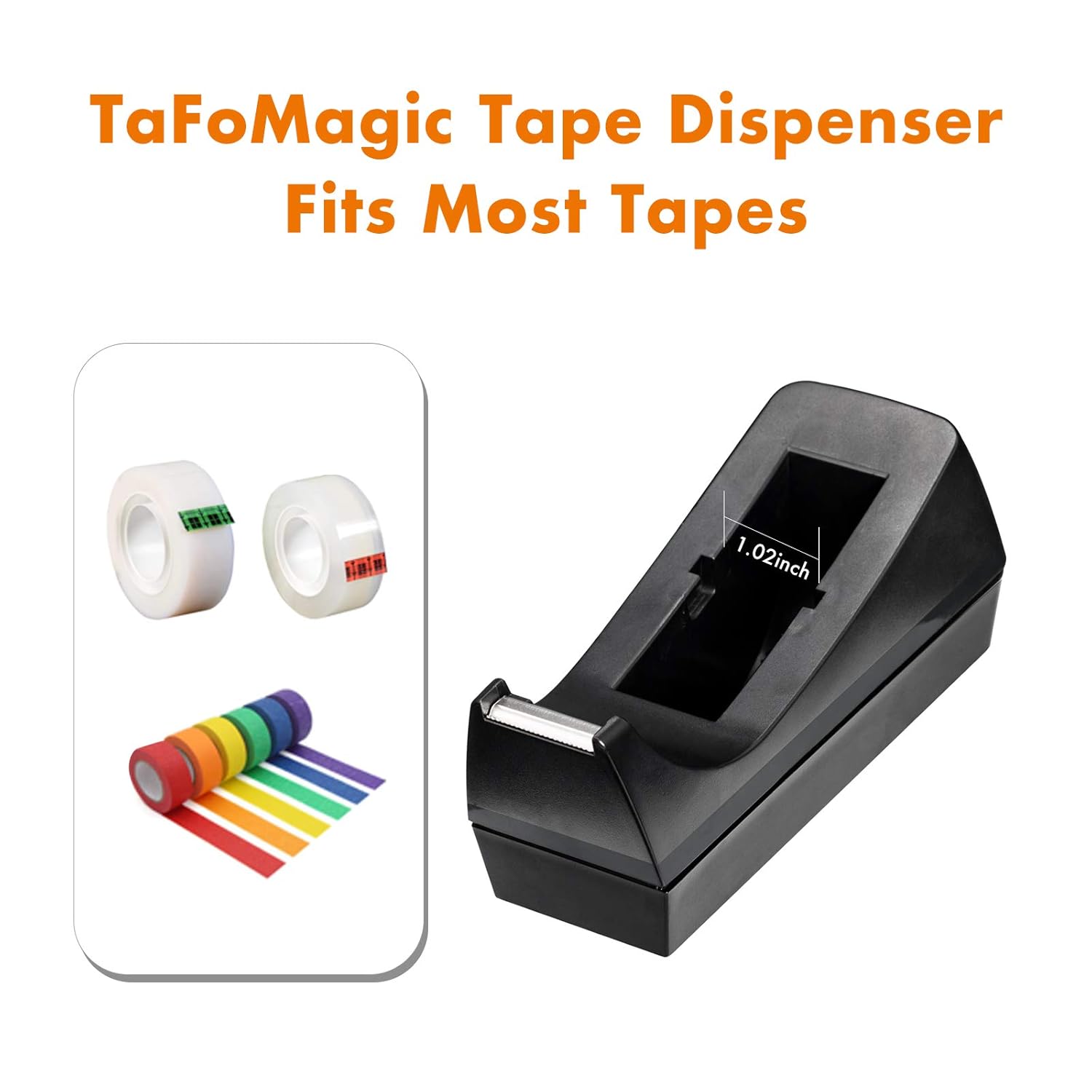 Office Desktop Tape Dispenser with 5 Roll Invisible Tape [0.79 x 790 in], Total Length of 4740 in, Non-Skid Pad Design, Wide Application for School, Home, Black: Industrial & Scientific