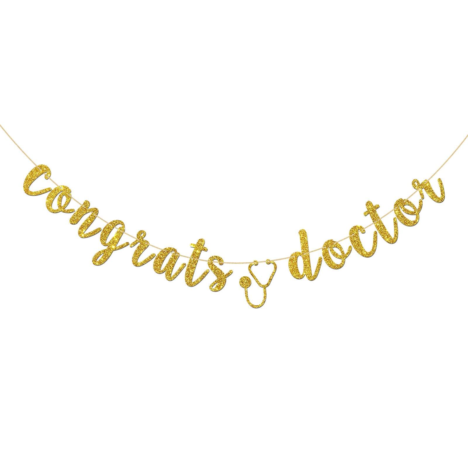 Gold Glitter Congrats Doctor Banner for Congrats 2020 Grad Sign - Medical Doctor Graduation College Graduation Party Bunting Decoration