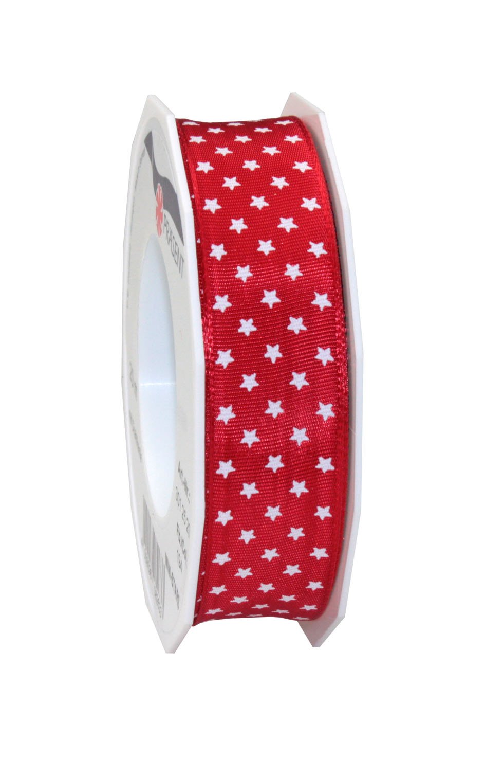 C.E. Pattberg Präsent - Mini Stars Wired & Printed Ribbon Red 20-m-Roll 25 mm width