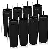 Volhoply 20oz Tumbler with Lid and Straw 8 Pack,Double Wall Plastic Skinny Tumblers Bulk,Reusable Travel Cute Coffee Mug,BPA 