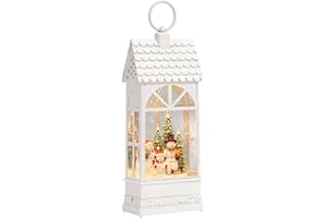 NATURE'S PORTER Large Christmas Snow Globes, 12.4" Snowman Electric Light up Snow Globe Christmas, 8 Festive Songs 6 Hrs Timer & Dual Power, White Musical Snowglobes Christmas Decorations Indoor Church Xmas Snowglobe