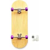 Professional 6-Layer Bamboo Fingerboard Mini Skateboard Complete100x33mm Deck +Axle Washers 34mm Silvery Trucks | Old School 20th Anniversary Edition Purple Ball Wheels