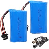USDTOROAD 2Pcs 7.4V 1200mAh Li-ion Battery Pack RC Replacement Rechargeable 18650 Battery Pack SM-4P Plug with Charger Cable for RC Drone,Remote Control Car